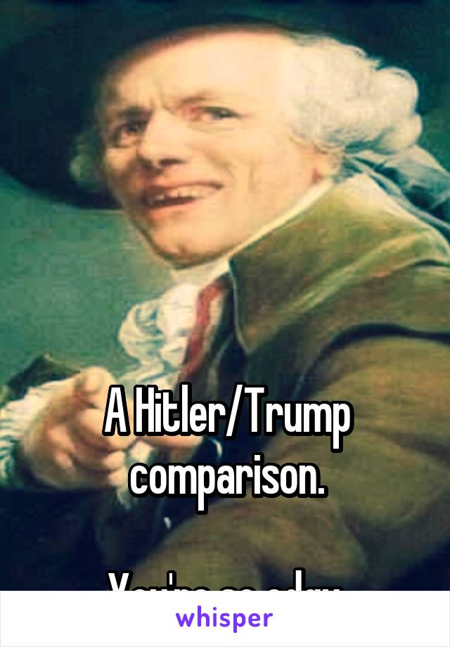 





A Hitler/Trump comparison.

You're so edgy.