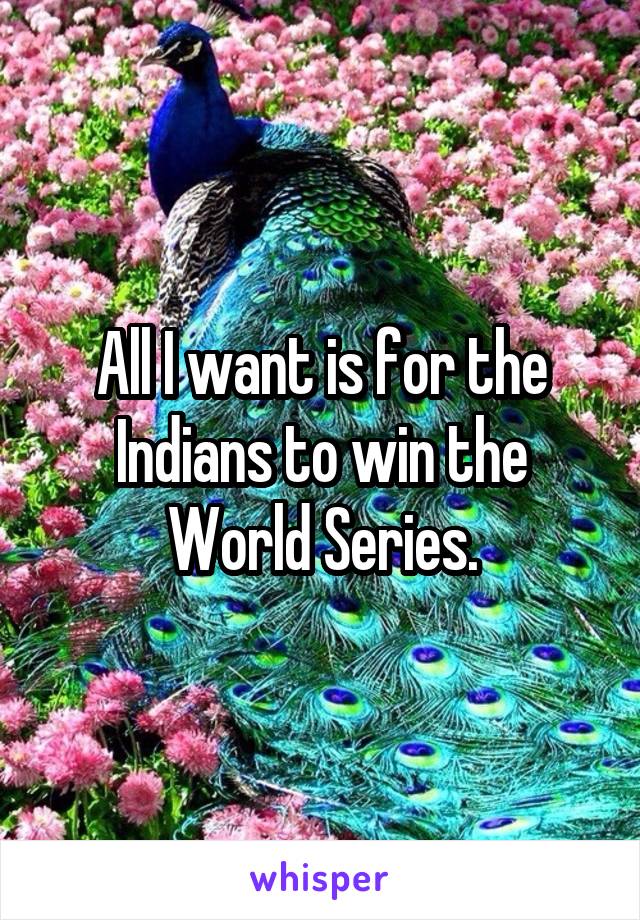 All I want is for the Indians to win the World Series.