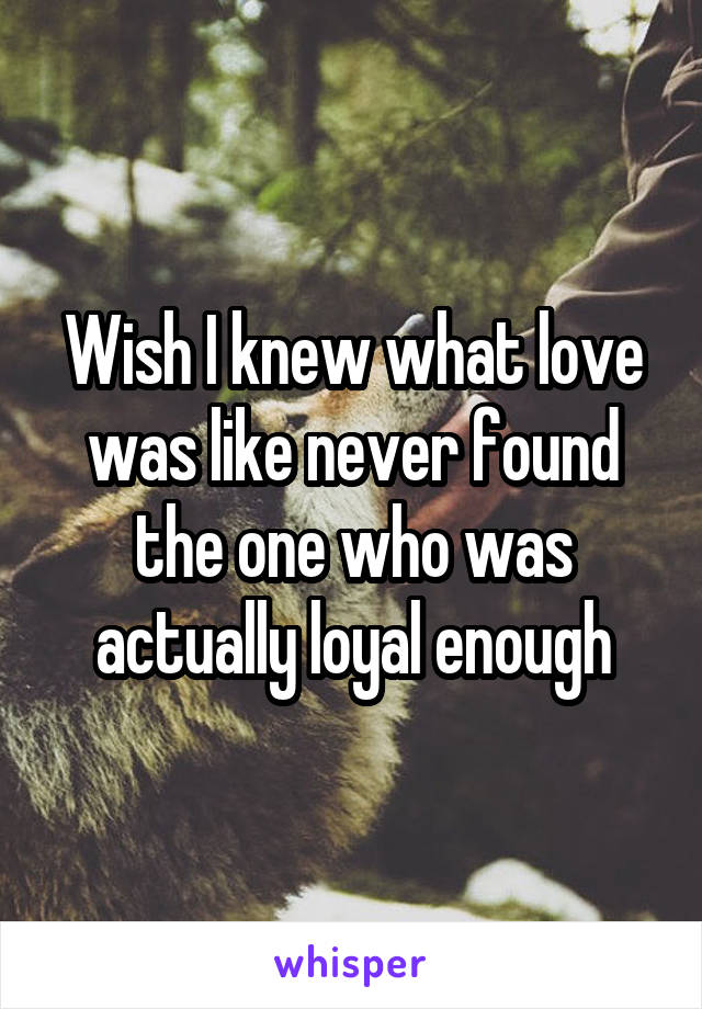 Wish I knew what love was like never found the one who was actually loyal enough