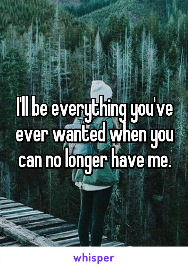 I'll be everything you've ever wanted when you can no longer have me.