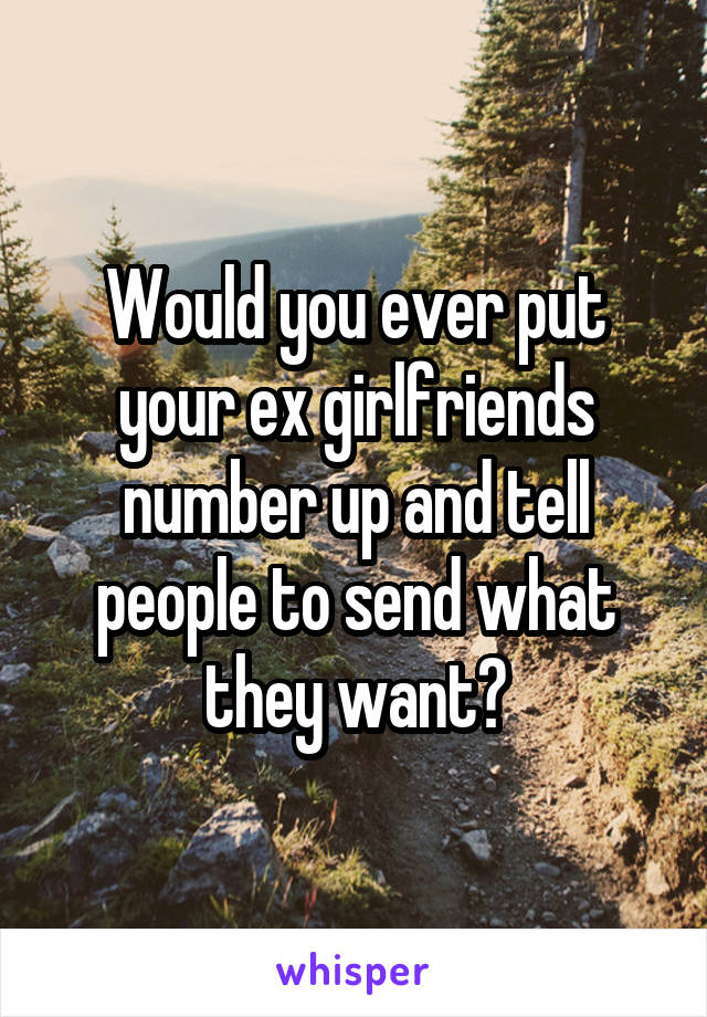 Would you ever put your ex girlfriends number up and tell people to send what they want?