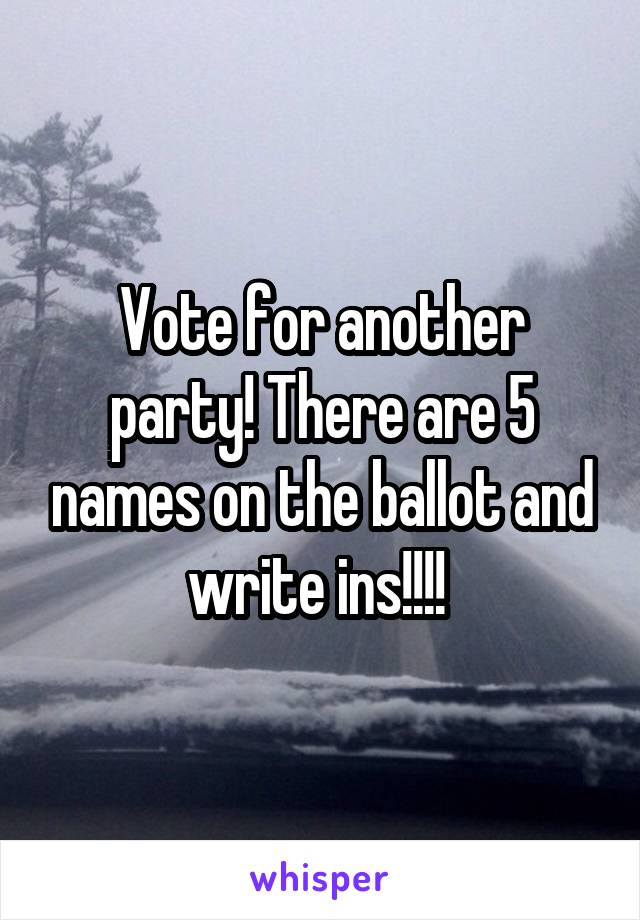 Vote for another party! There are 5 names on the ballot and write ins!!!! 