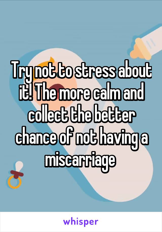 Try not to stress about it! The more calm and collect the better chance of not having a miscarriage 