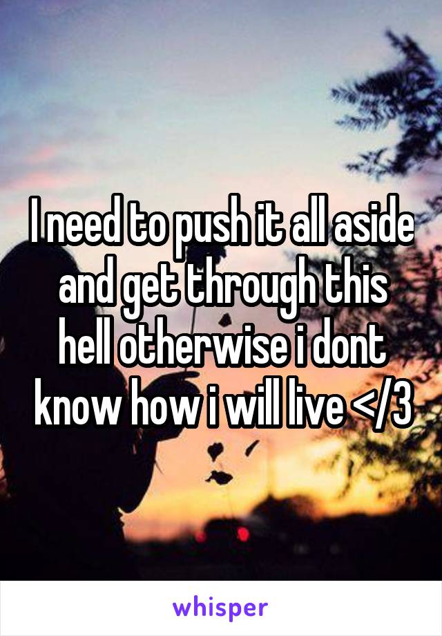 I need to push it all aside and get through this hell otherwise i dont know how i will live </3