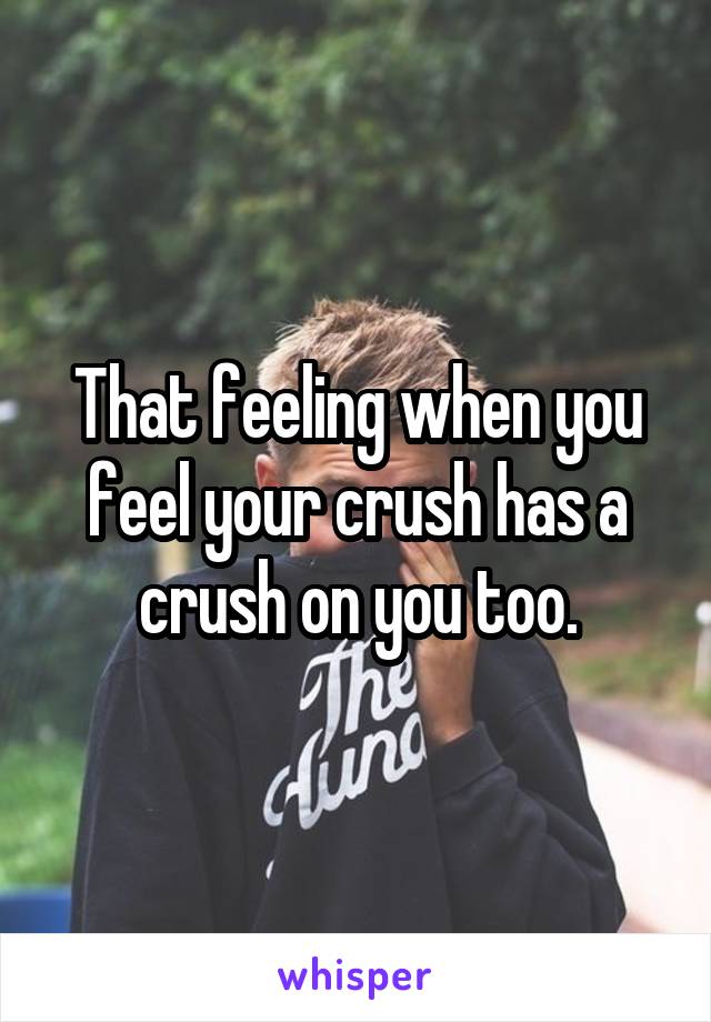 That feeling when you feel your crush has a crush on you too.