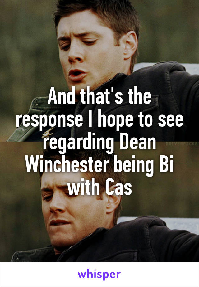 And that's the response I hope to see regarding Dean Winchester being Bi with Cas