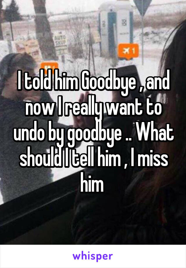 I told him Goodbye , and now I really want to undo by goodbye .. What should I tell him , I miss him 