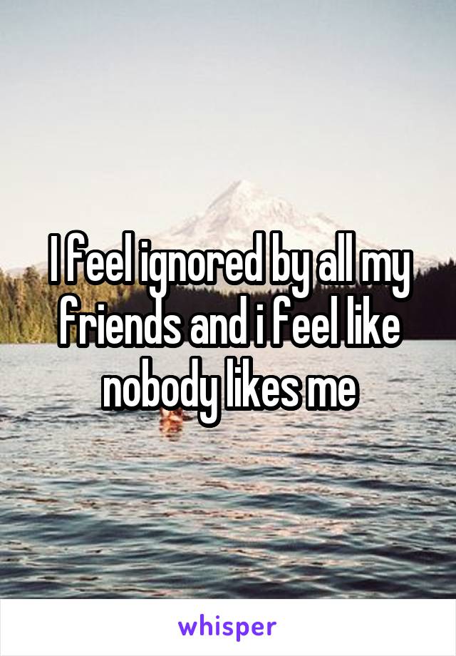 I feel ignored by all my friends and i feel like nobody likes me