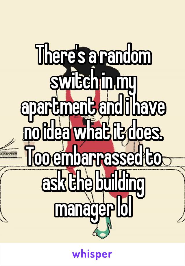 There's a random switch in my apartment and i have no idea what it does. Too embarrassed to ask the building manager lol