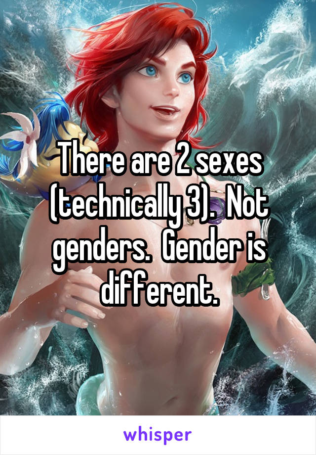 There are 2 sexes (technically 3).  Not genders.  Gender is different.