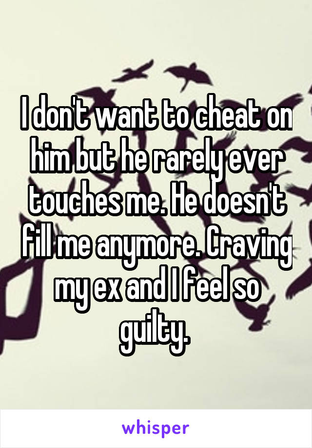 I don't want to cheat on him but he rarely ever touches me. He doesn't fill me anymore. Craving my ex and I feel so guilty. 