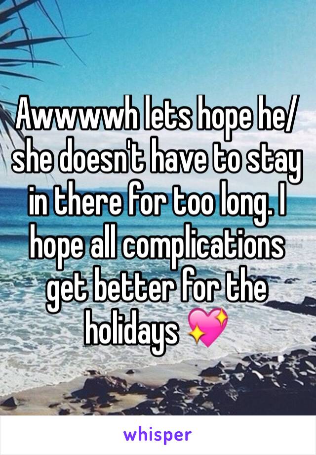 Awwwwh lets hope he/she doesn't have to stay in there for too long. I hope all complications get better for the holidays 💖