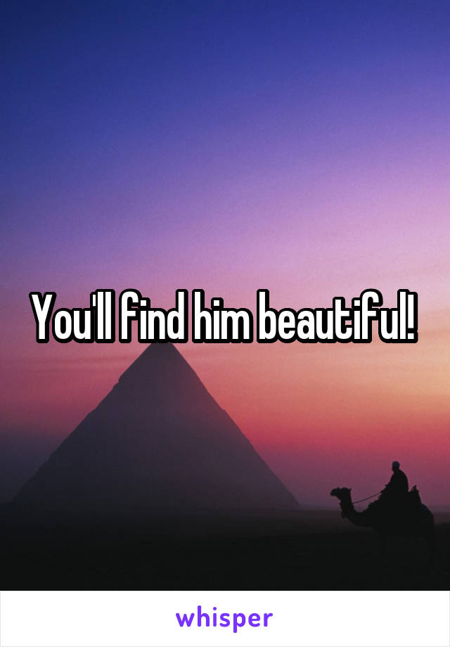 You'll find him beautiful! 