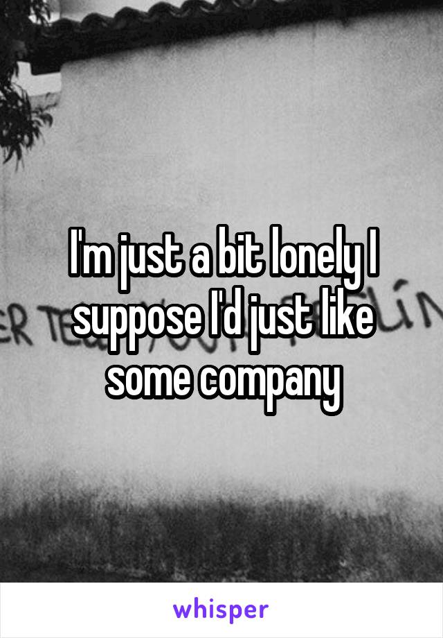 I'm just a bit lonely I suppose I'd just like some company