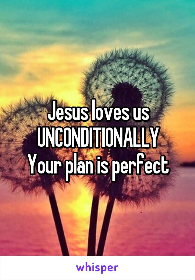 Jesus loves us UNCONDITIONALLY
Your plan is perfect