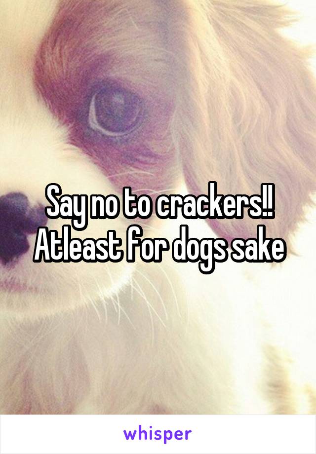 Say no to crackers!!
Atleast for dogs sake