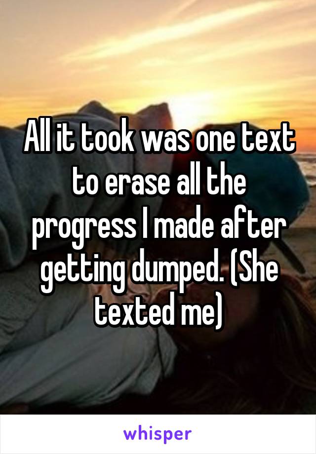 All it took was one text to erase all the progress I made after getting dumped. (She texted me)