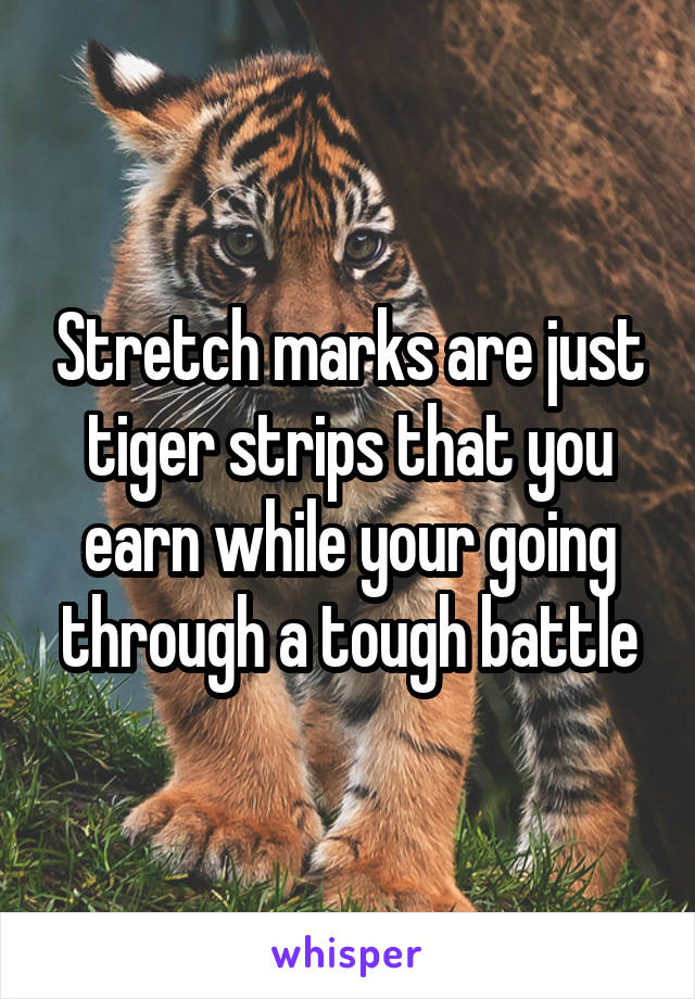 Stretch marks are just tiger strips that you earn while your going through a tough battle