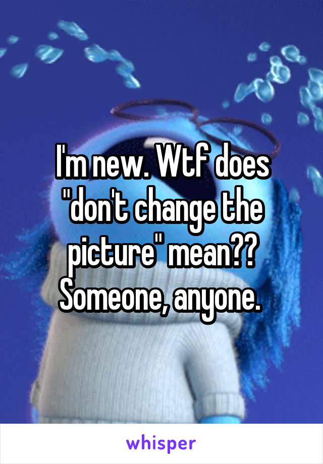 I'm new. Wtf does "don't change the picture" mean?? Someone, anyone. 