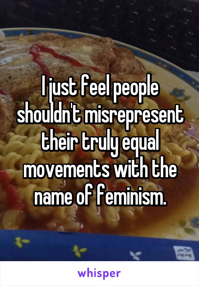 I just feel people shouldn't misrepresent their truly equal movements with the name of feminism.