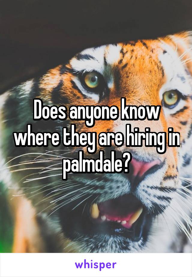 Does anyone know where they are hiring in palmdale?