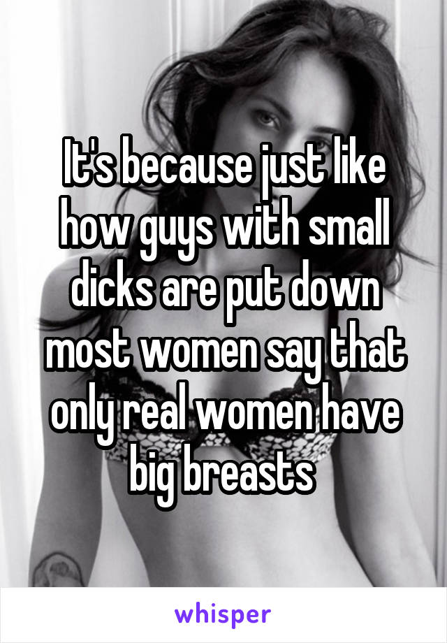 It's because just like how guys with small dicks are put down most women say that only real women have big breasts 