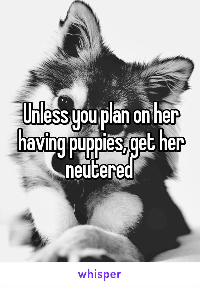 Unless you plan on her having puppies, get her neutered 