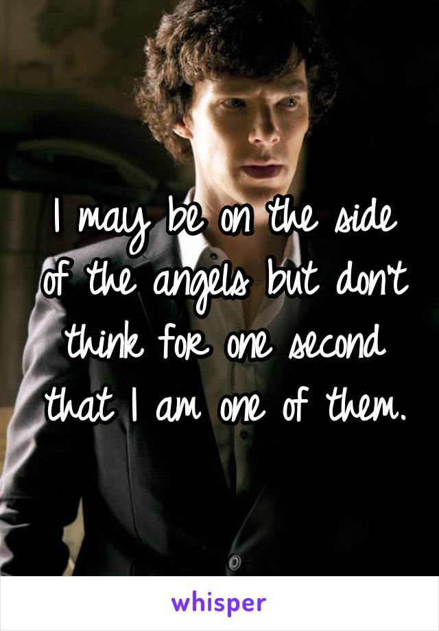 I may be on the side of the angels but don't think for one second that I am one of them.