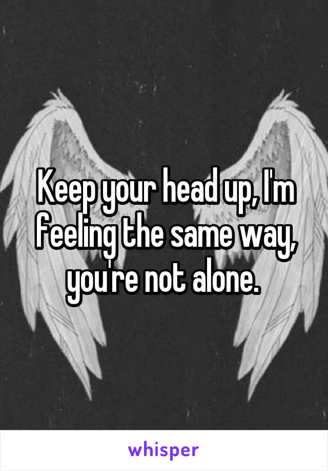 Keep your head up, I'm feeling the same way, you're not alone. 
