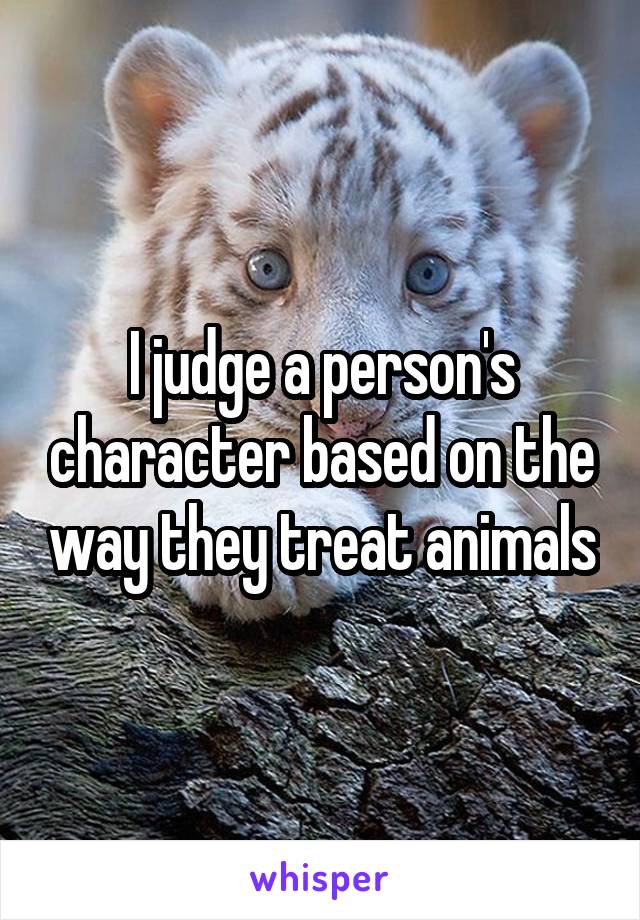 I judge a person's character based on the way they treat animals