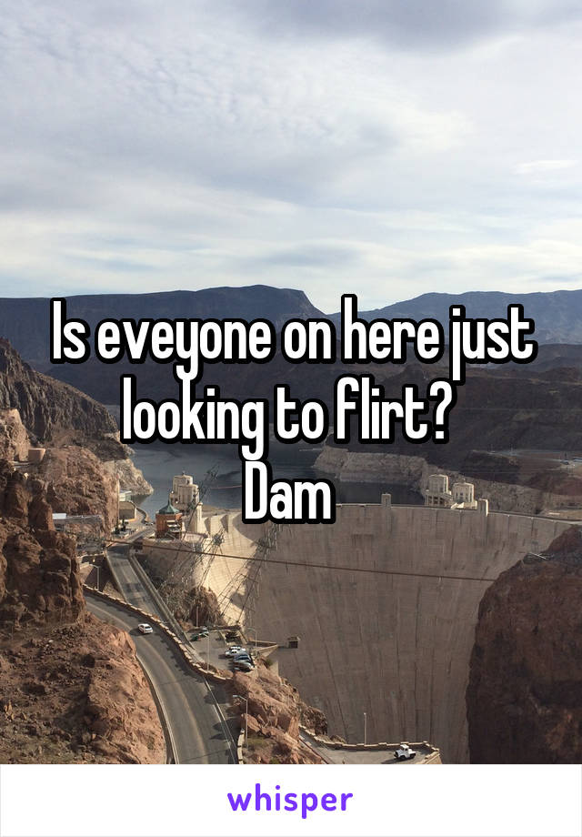 Is eveyone on here just looking to flirt? 
Dam 