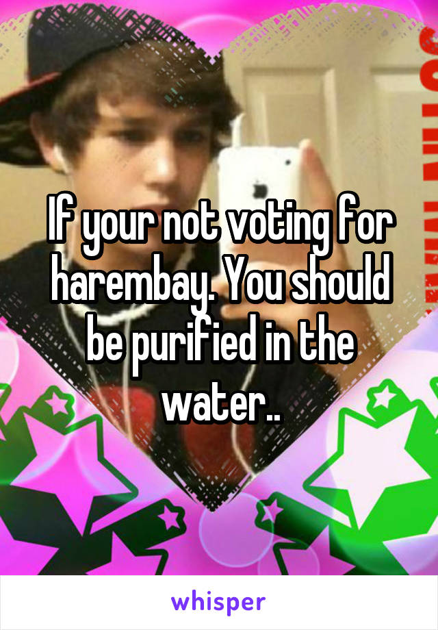 If your not voting for harembay. You should be purified in the water..