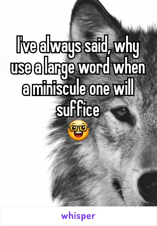 I've always said, why use a large word when a miniscule one will suffice
🤓