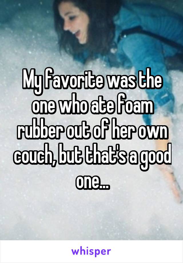 My favorite was the one who ate foam rubber out of her own couch, but that's a good one...