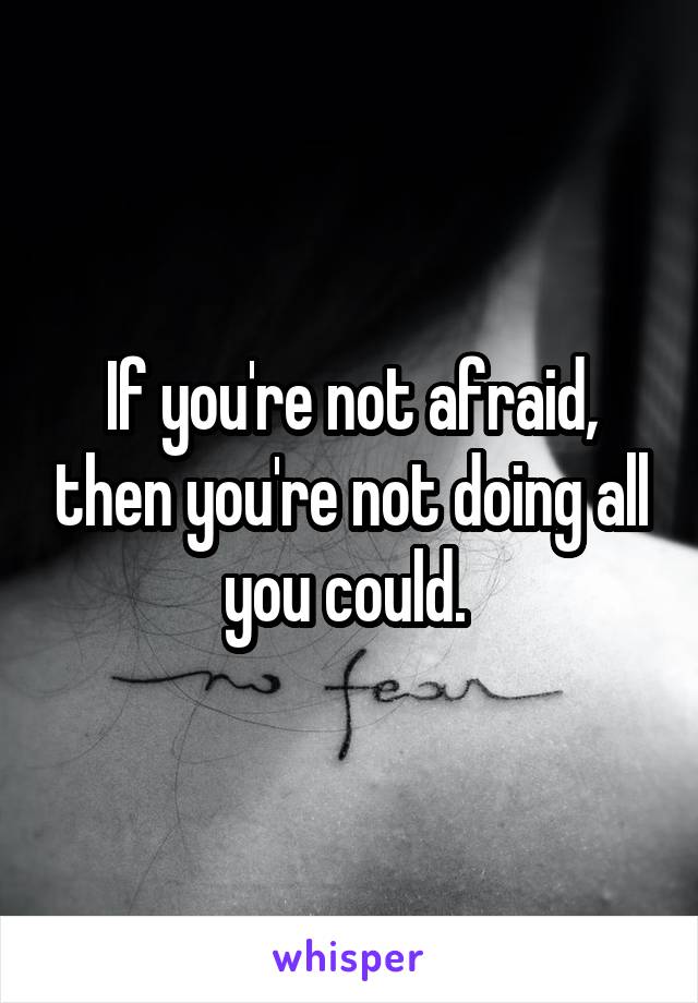 If you're not afraid, then you're not doing all you could. 