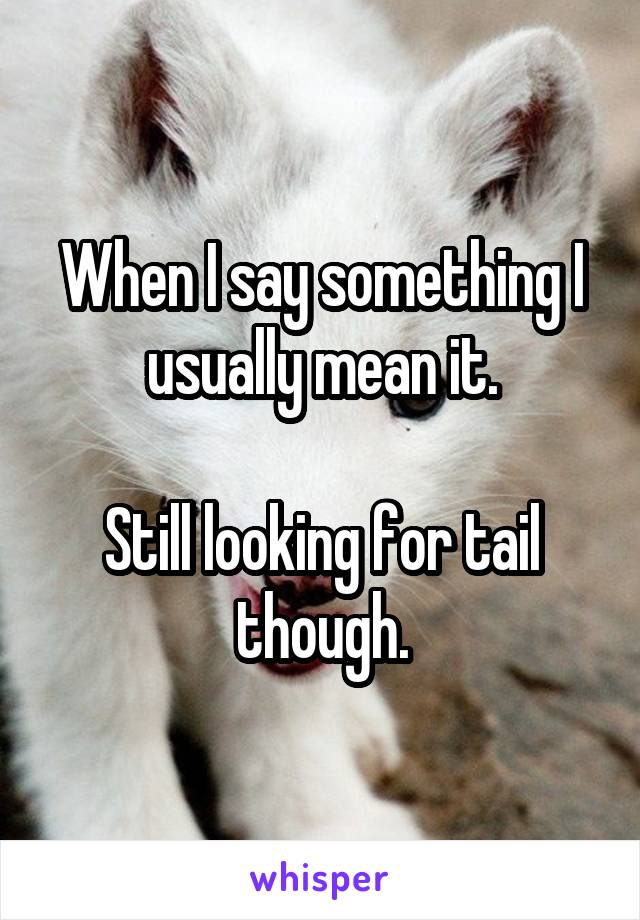 When I say something I usually mean it.

Still looking for tail though.
