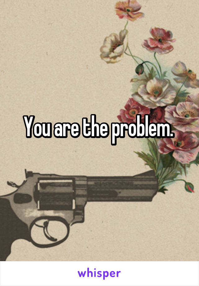 You are the problem. 
