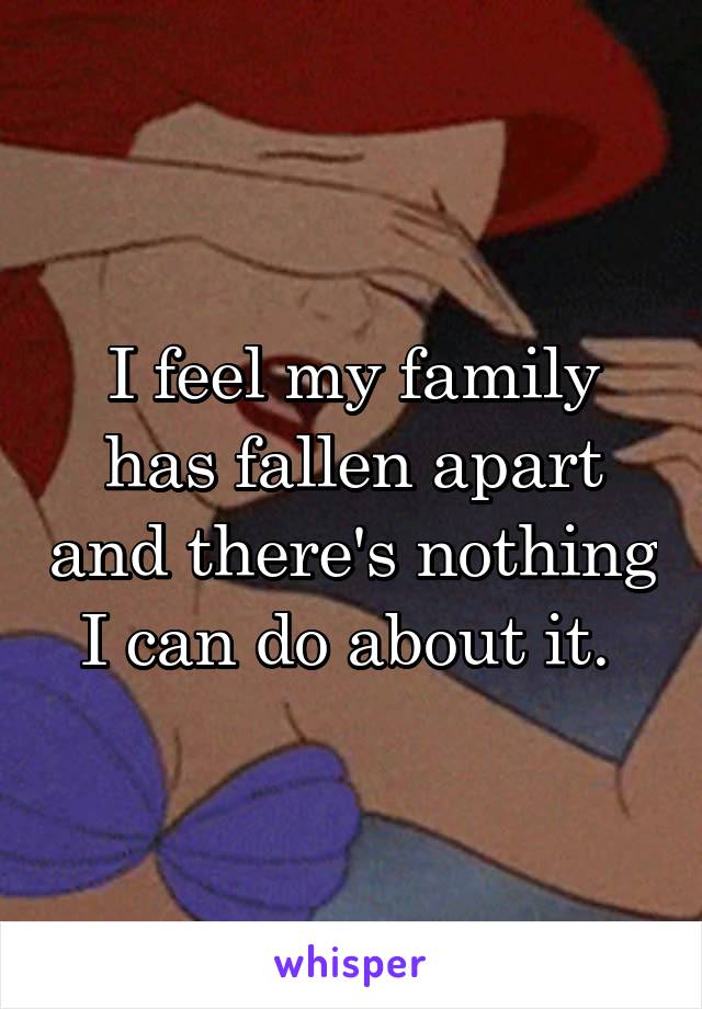 I feel my family has fallen apart and there's nothing I can do about it. 