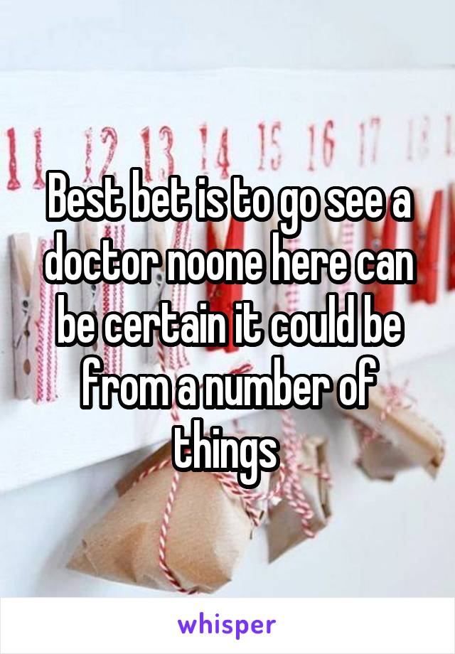 Best bet is to go see a doctor noone here can be certain it could be from a number of things 