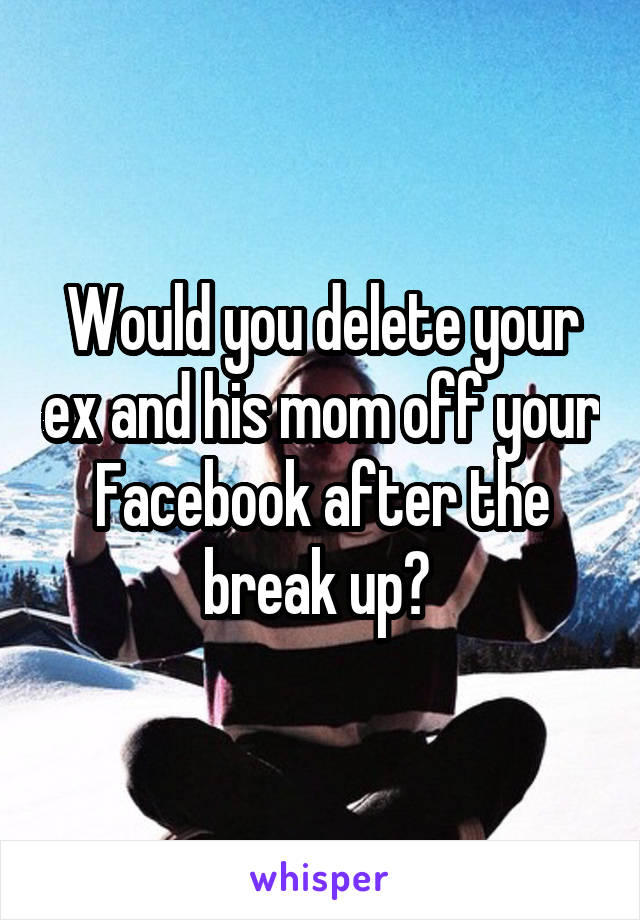 Would you delete your ex and his mom off your Facebook after the break up? 