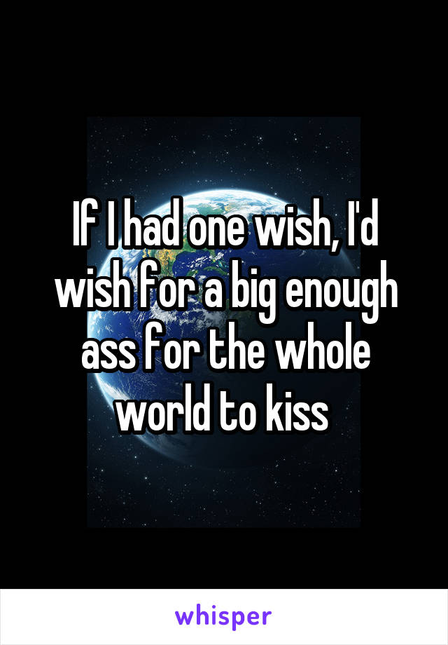 If I had one wish, I'd wish for a big enough ass for the whole world to kiss 