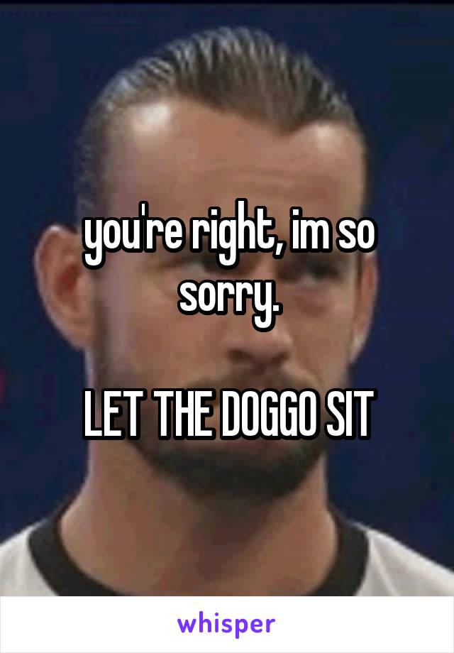 you're right, im so sorry.

LET THE DOGGO SIT