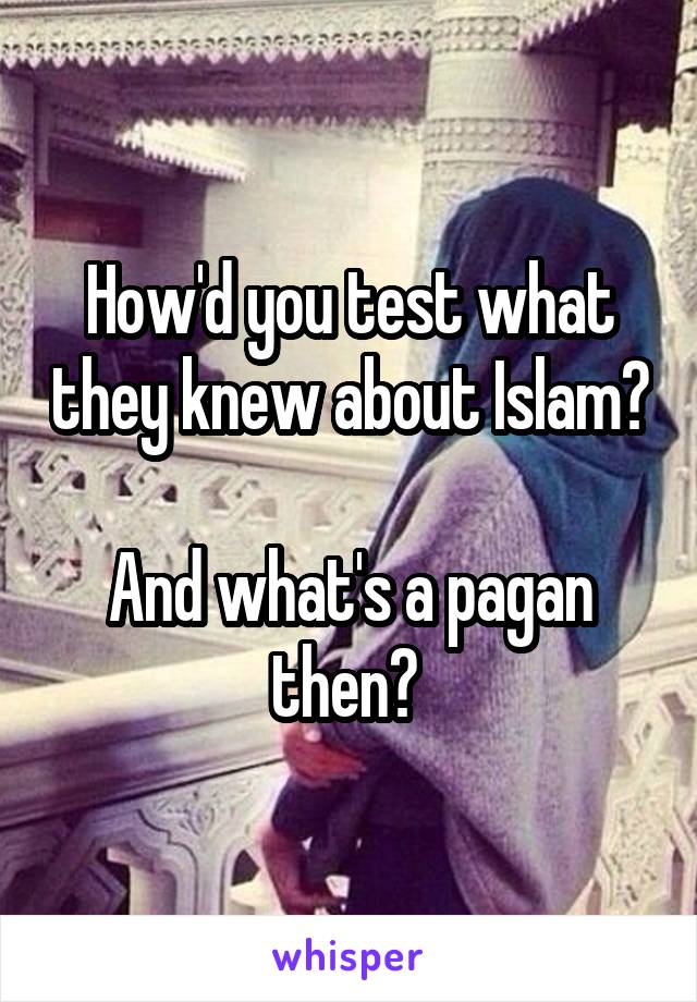 How'd you test what they knew about Islam? 
And what's a pagan then? 