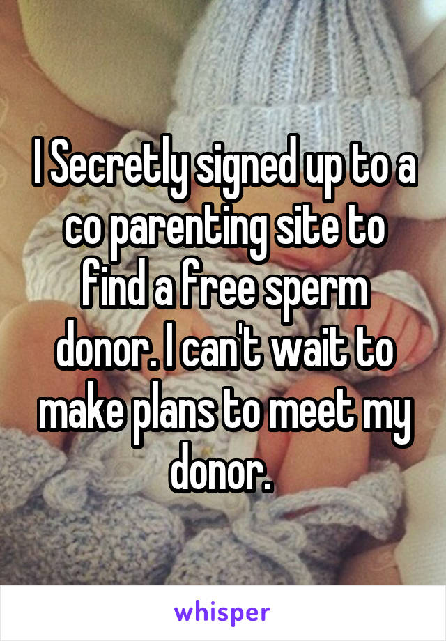 I Secretly signed up to a co parenting site to find a free sperm donor. I can't wait to make plans to meet my donor. 