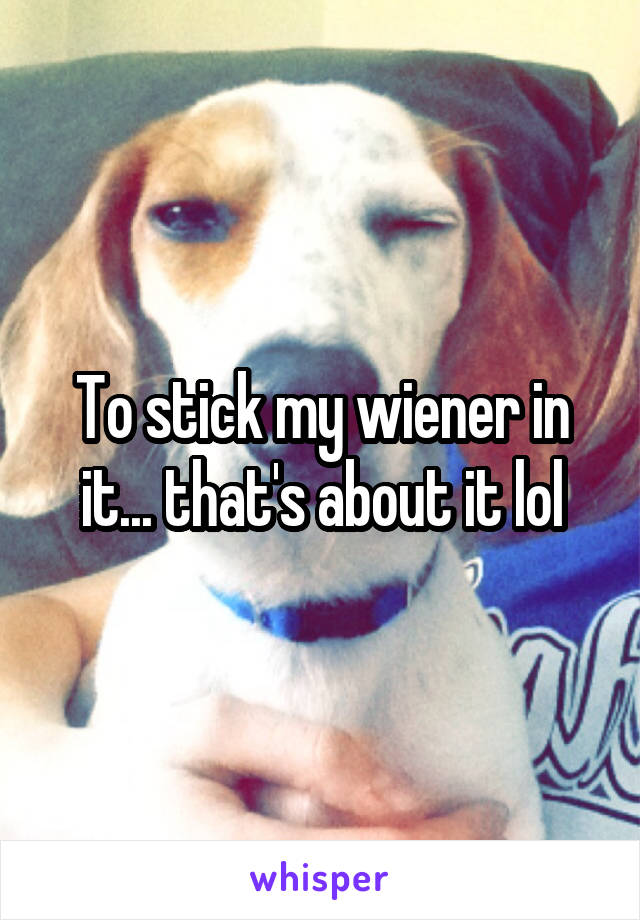 To stick my wiener in it... that's about it lol