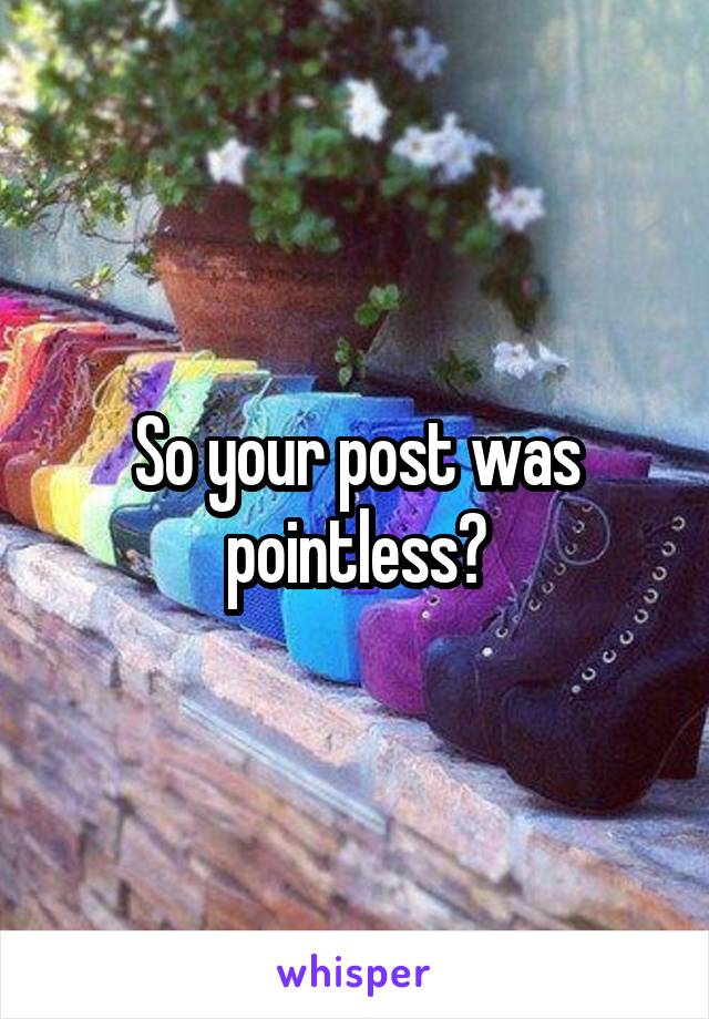 So your post was pointless?
