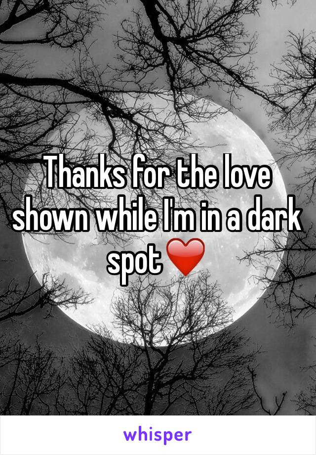 Thanks for the love shown while I'm in a dark spot❤️
