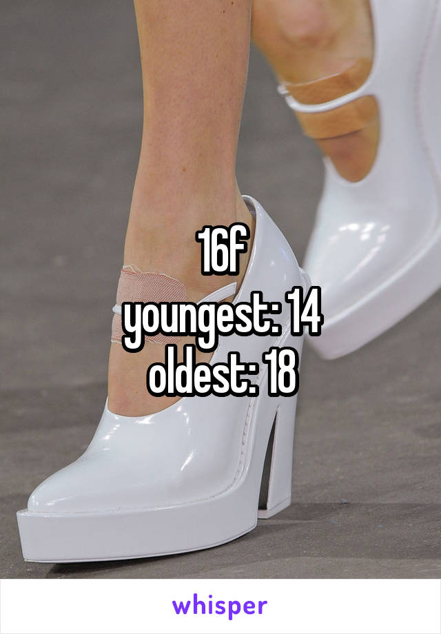 16f
youngest: 14
oldest: 18