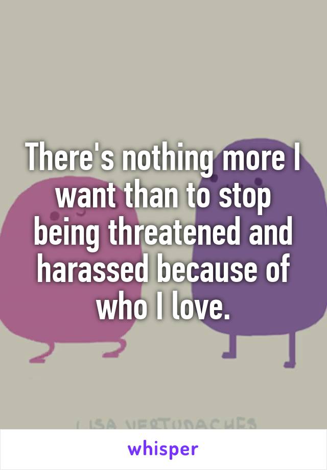 There's nothing more I want than to stop being threatened and harassed because of who I love.