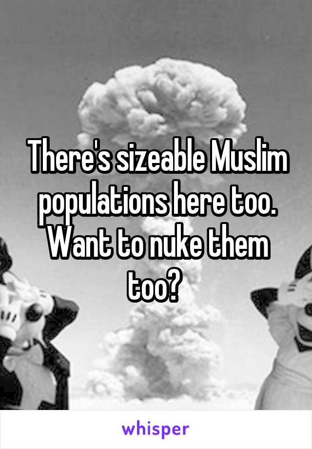 There's sizeable Muslim populations here too. Want to nuke them too? 